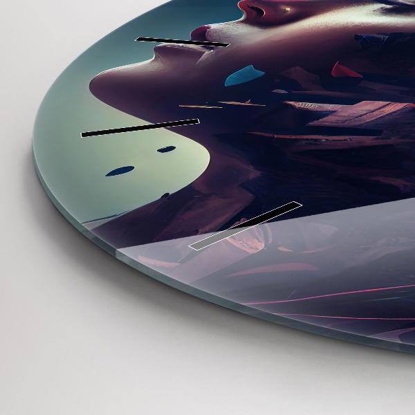 Ceas rotund de perete din sticlă Femeie abstractă