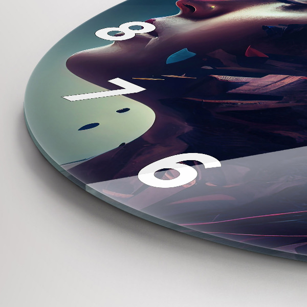 Ceas rotund de perete din sticlă Femeie abstractă