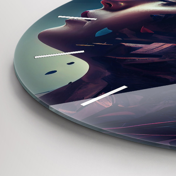 Ceas rotund de perete din sticlă Femeie abstractă