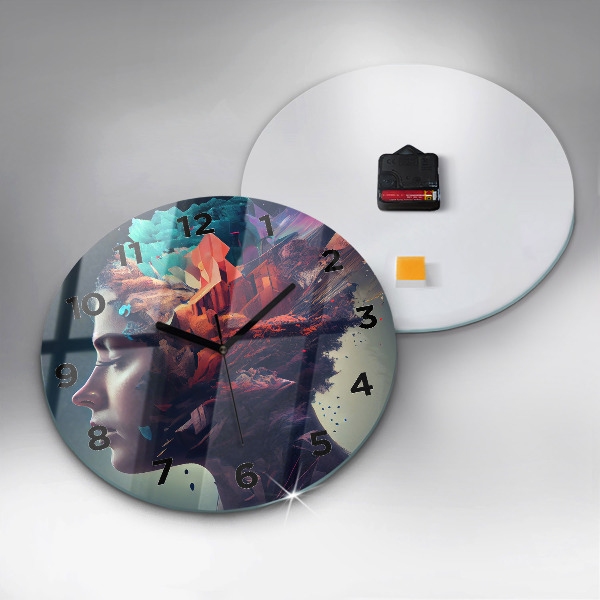 Ceas rotund de perete din sticlă Femeie abstractă