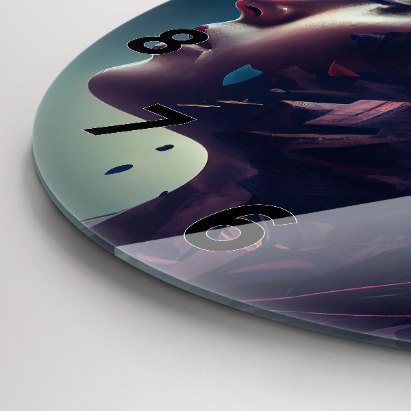 Ceas rotund de perete din sticlă Femeie abstractă