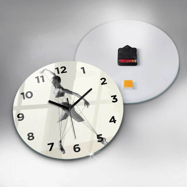 Ceas rotund de perete din sticlă Dansatoare abstractă
