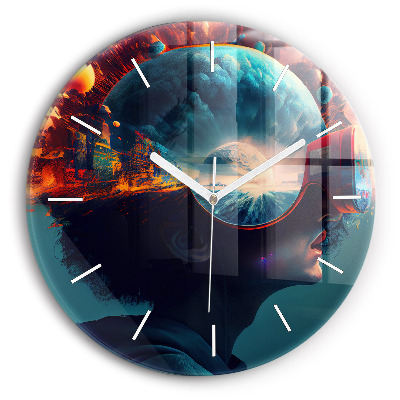 Ceas rotund de perete din sticlă Lumea futuristă