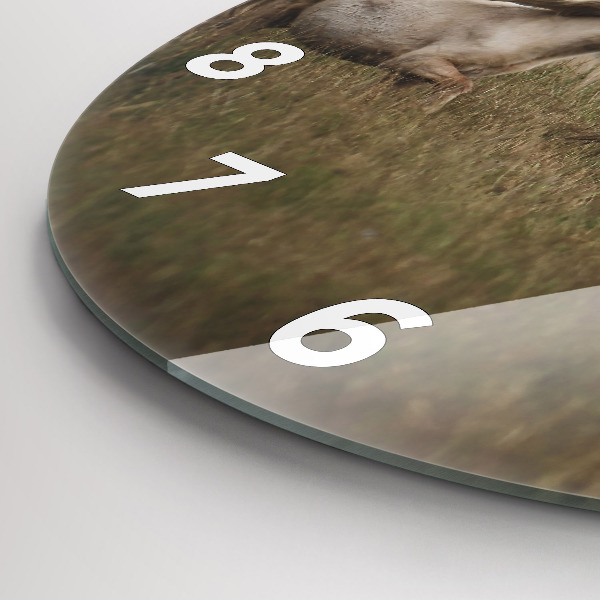 Ceas rotund de perete din sticlă Caii în galop