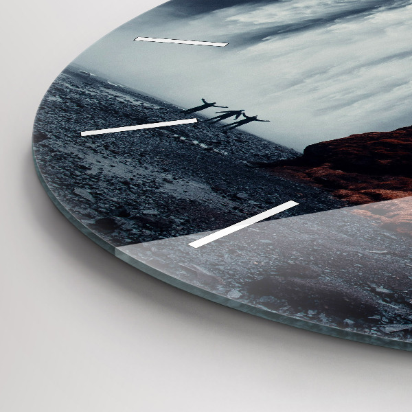 Ceas rotund de perete din sticlă Peisajul cascadei Islandei