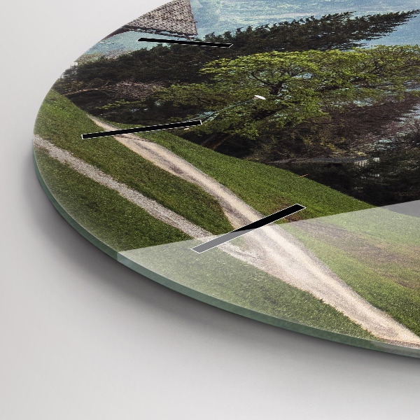 Ceas rotund de perete din sticlă Vedere la munte