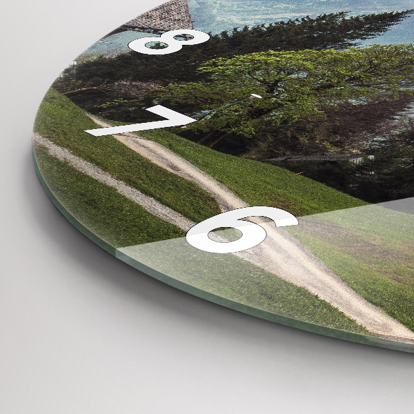 Ceas rotund de perete din sticlă Vedere la munte