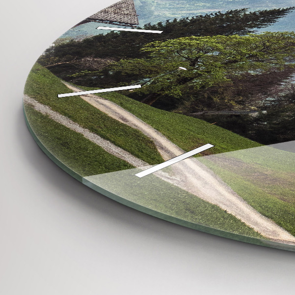 Ceas rotund de perete din sticlă Vedere la munte