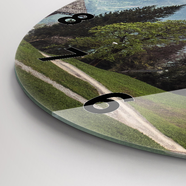 Ceas rotund de perete din sticlă Vedere la munte