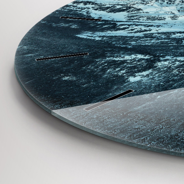 Ceas rotund de perete din sticlă Lanț muntos iarna