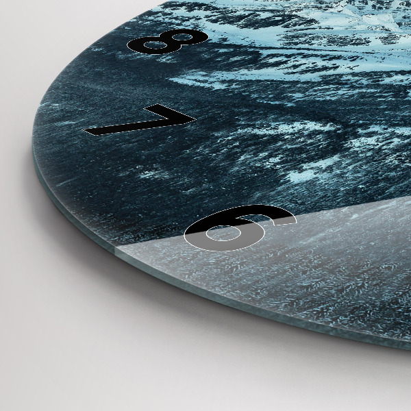 Ceas rotund de perete din sticlă Lanț muntos iarna