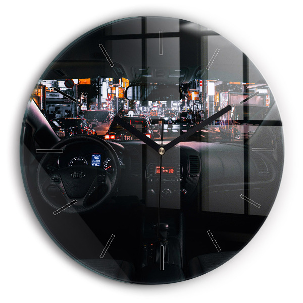 Ceas rotund de perete din sticlă Mașină în Tokyo