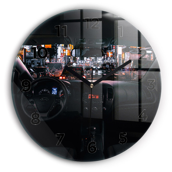 Ceas rotund de perete din sticlă Mașină în Tokyo