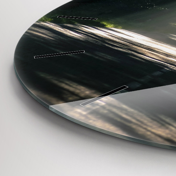 Ceas rotund de perete din sticlă Drum forestier