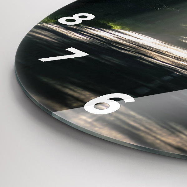 Ceas rotund de perete din sticlă Drum forestier