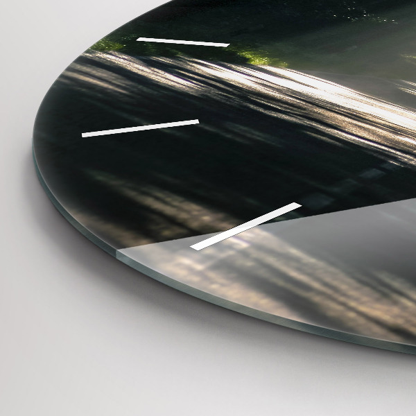 Ceas rotund de perete din sticlă Drum forestier