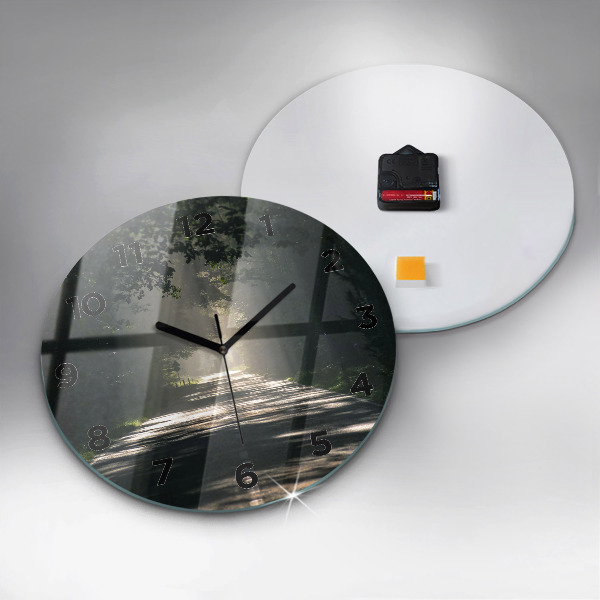 Ceas rotund de perete din sticlă Drum forestier