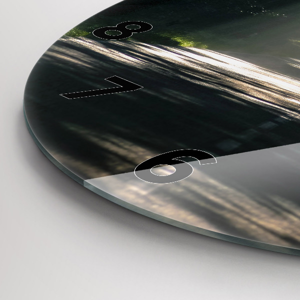 Ceas rotund de perete din sticlă Drum forestier