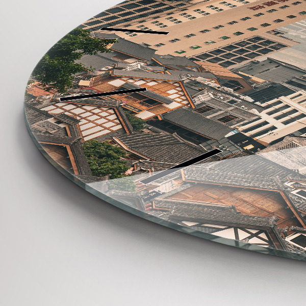 Ceas rotund de perete din sticlă Orașul vechi Chongqing