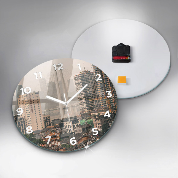 Ceas rotund de perete din sticlă Orașul vechi Chongqing
