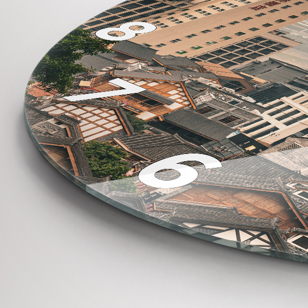 Ceas rotund de perete din sticlă Orașul vechi Chongqing