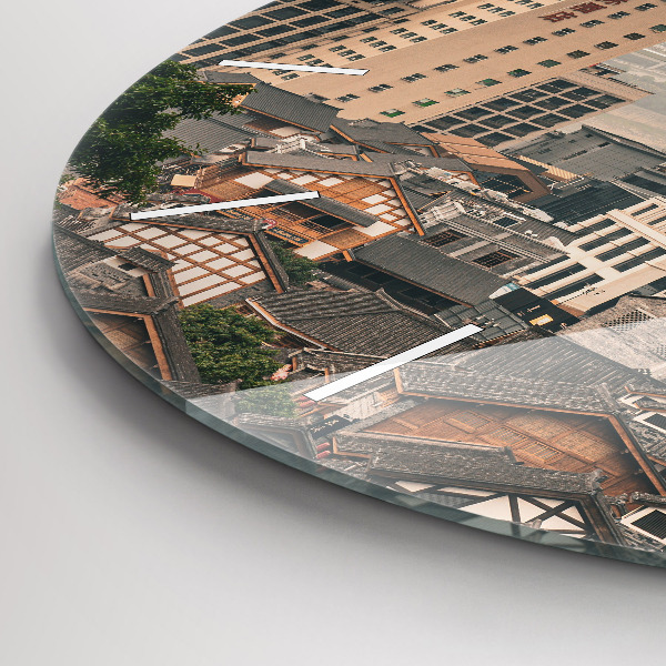 Ceas rotund de perete din sticlă Orașul vechi Chongqing