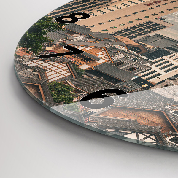 Ceas rotund de perete din sticlă Orașul vechi Chongqing