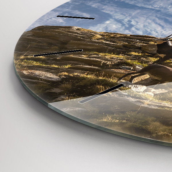 Ceas rotund de perete din sticlă Capră în Valea Aostei