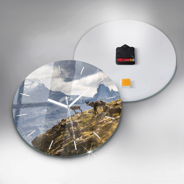 Ceas rotund de perete din sticlă Capră în Valea Aostei