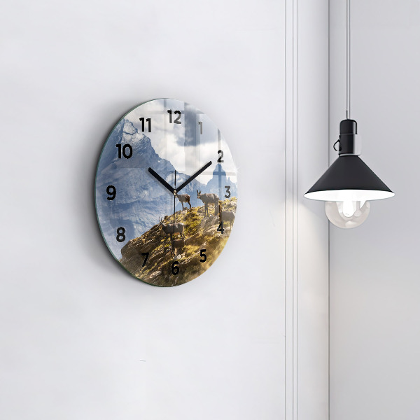 Ceas rotund de perete din sticlă Capră în Valea Aostei