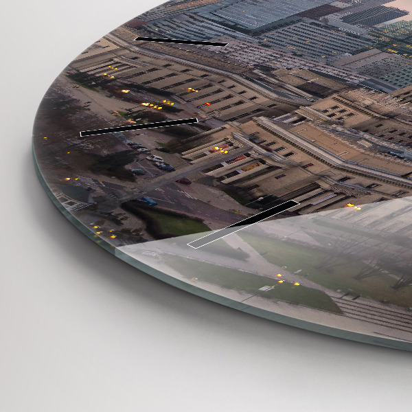 Ceas rotund de perete din sticlă Panorama Varșoviei