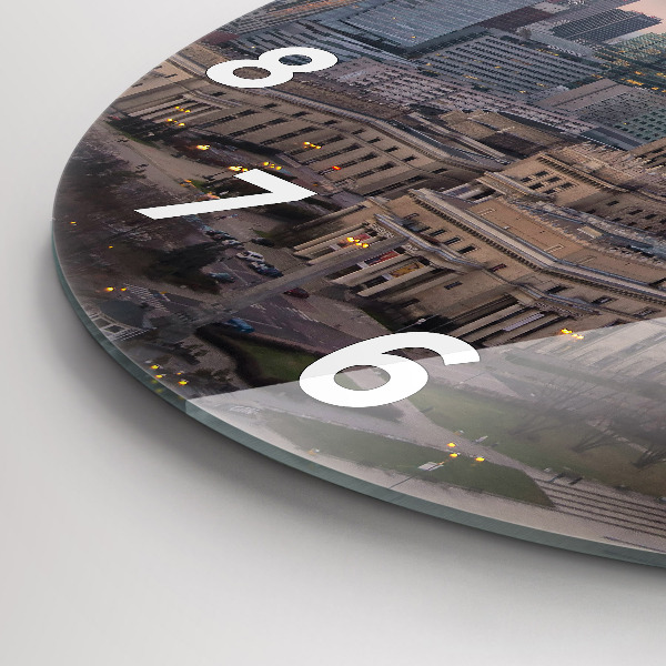 Ceas rotund de perete din sticlă Panorama Varșoviei