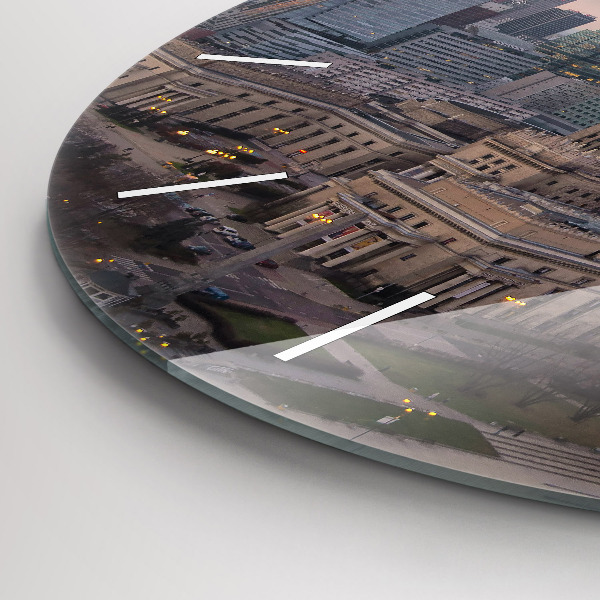 Ceas rotund de perete din sticlă Panorama Varșoviei