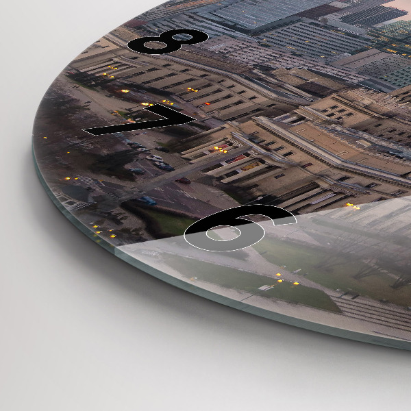 Ceas rotund de perete din sticlă Panorama Varșoviei