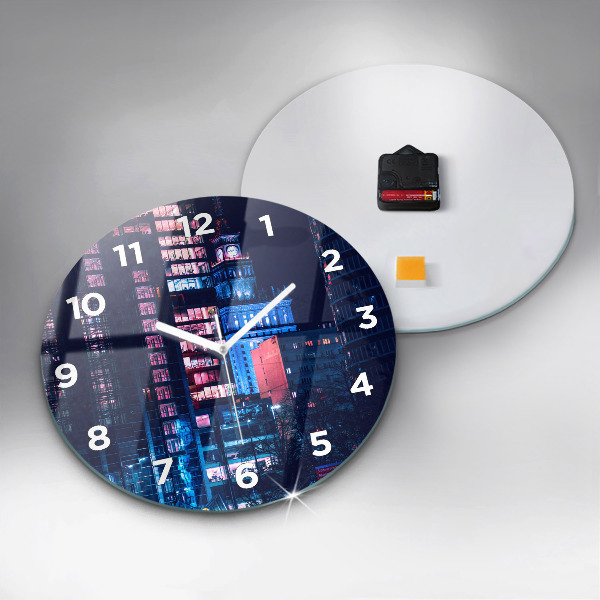 Ceas rotund de perete din sticlă Varșovia noaptea
