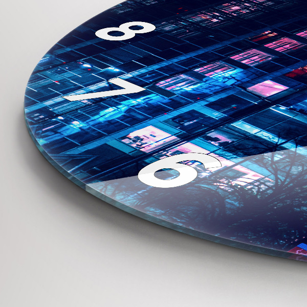 Ceas rotund de perete din sticlă Varșovia noaptea