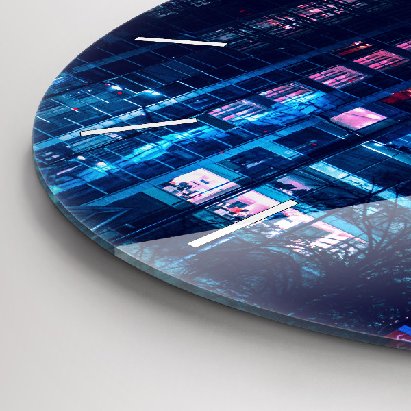 Ceas rotund de perete din sticlă Varșovia noaptea