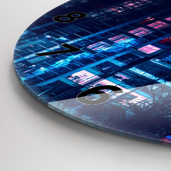 Ceas rotund de perete din sticlă Varșovia noaptea