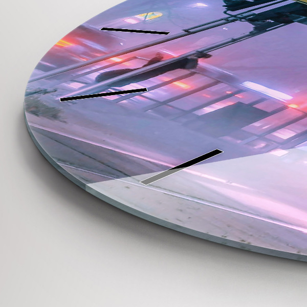 Ceas rotund de perete din sticlă Varșovia în ceață