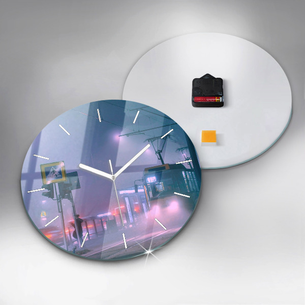 Ceas rotund de perete din sticlă Varșovia în ceață