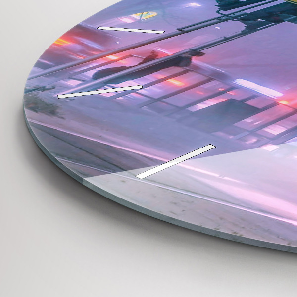 Ceas rotund de perete din sticlă Varșovia în ceață