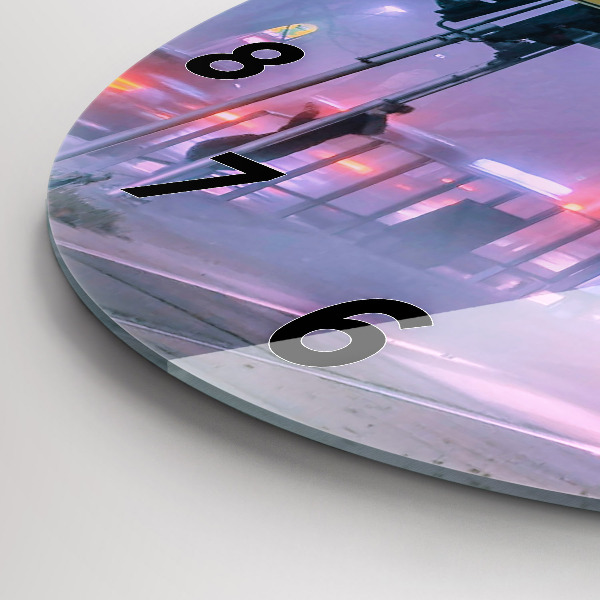 Ceas rotund de perete din sticlă Varșovia în ceață