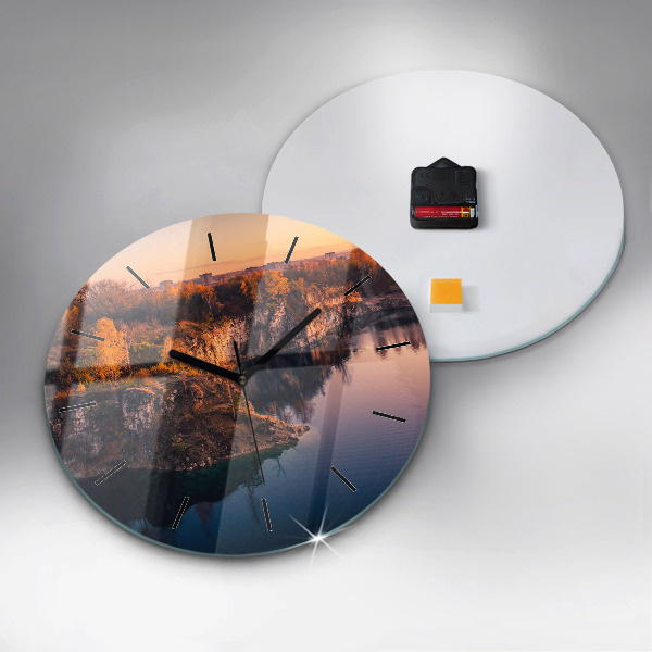 Ceas rotund de perete din sticlă Lacul Zakrzówek din Cracovia