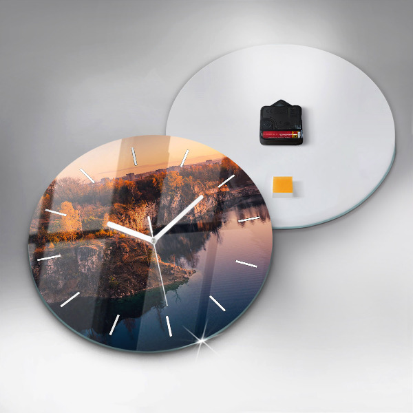 Ceas rotund de perete din sticlă Lacul Zakrzówek din Cracovia