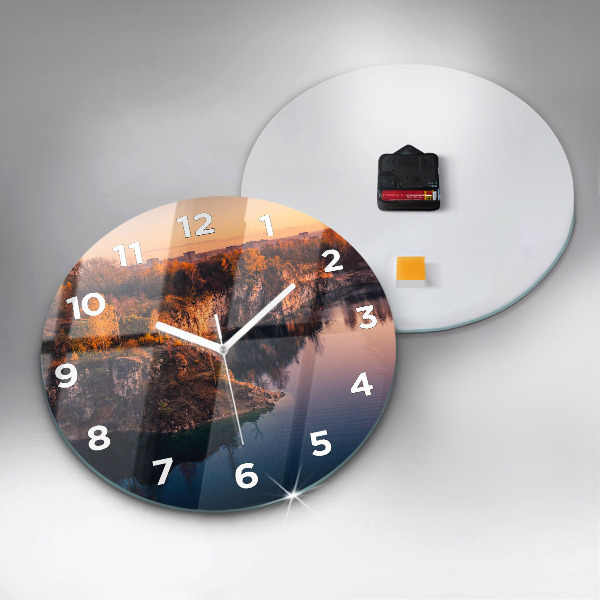 Ceas rotund de perete din sticlă Lacul Zakrzówek din Cracovia