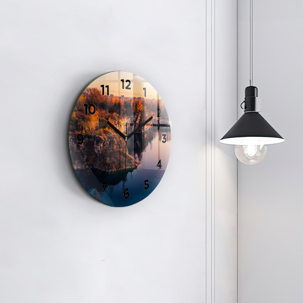 Ceas rotund de perete din sticlă Lacul Zakrzówek din Cracovia