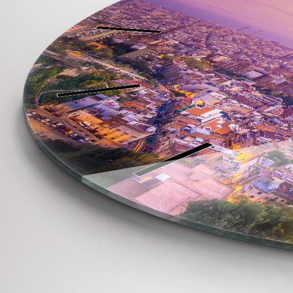 Ceas rotund de perete din sticlă Barcelona Bunkers El Carmel