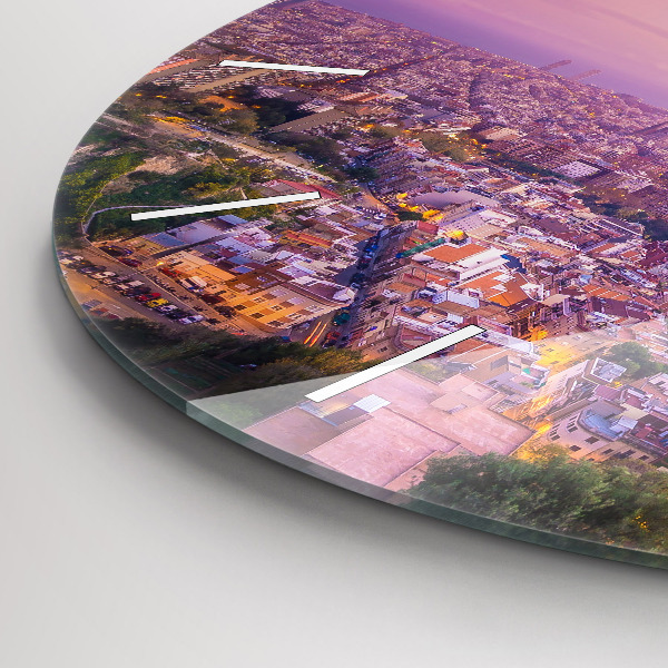 Ceas rotund de perete din sticlă Barcelona Bunkers El Carmel