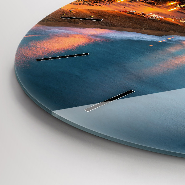 Ceas rotund de perete din sticlă Plaja din Barcelona