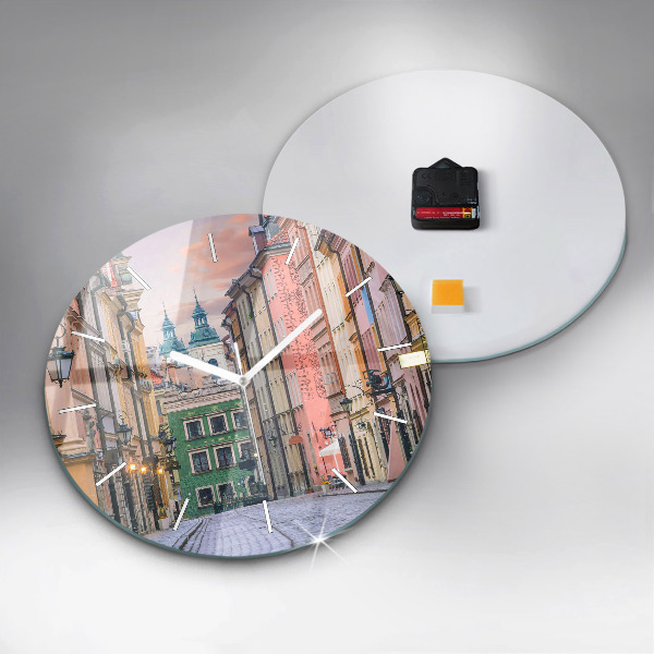Ceas rotund de perete din sticlă Orașul Vechi din Varșovia